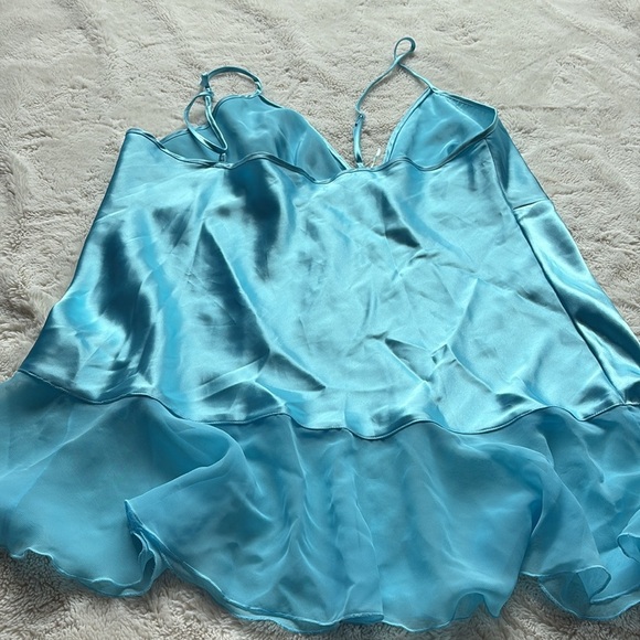 Secret Treasures Blue Satin Slip Dress – Floral Embroidery | Size XL | vintage - Picture 6 of 6